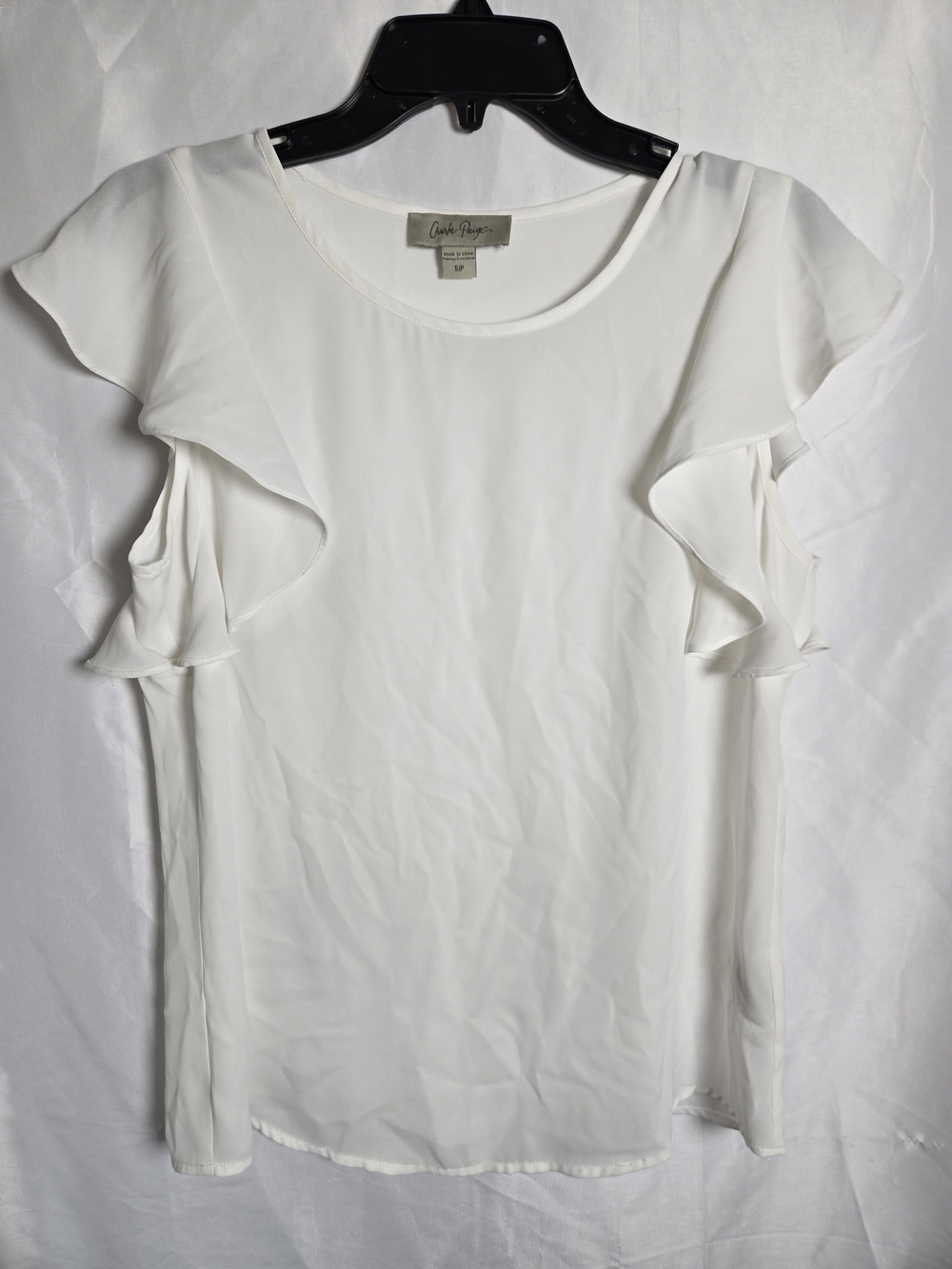 Charlie Paige White Ruffle Sleeve Top